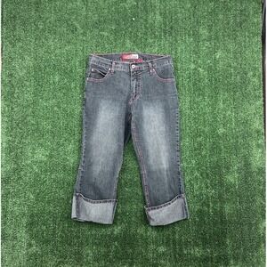 Vtg Y2K Lazer Jeans Size 11 Embroidered Embellished Jeans with Pink Stitching